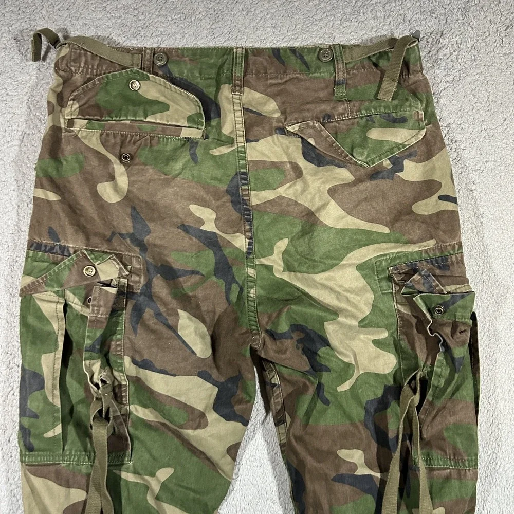 AWESOME WITH BORN Woodland Camo Cargo Pants Size 34 Military Combat #3627